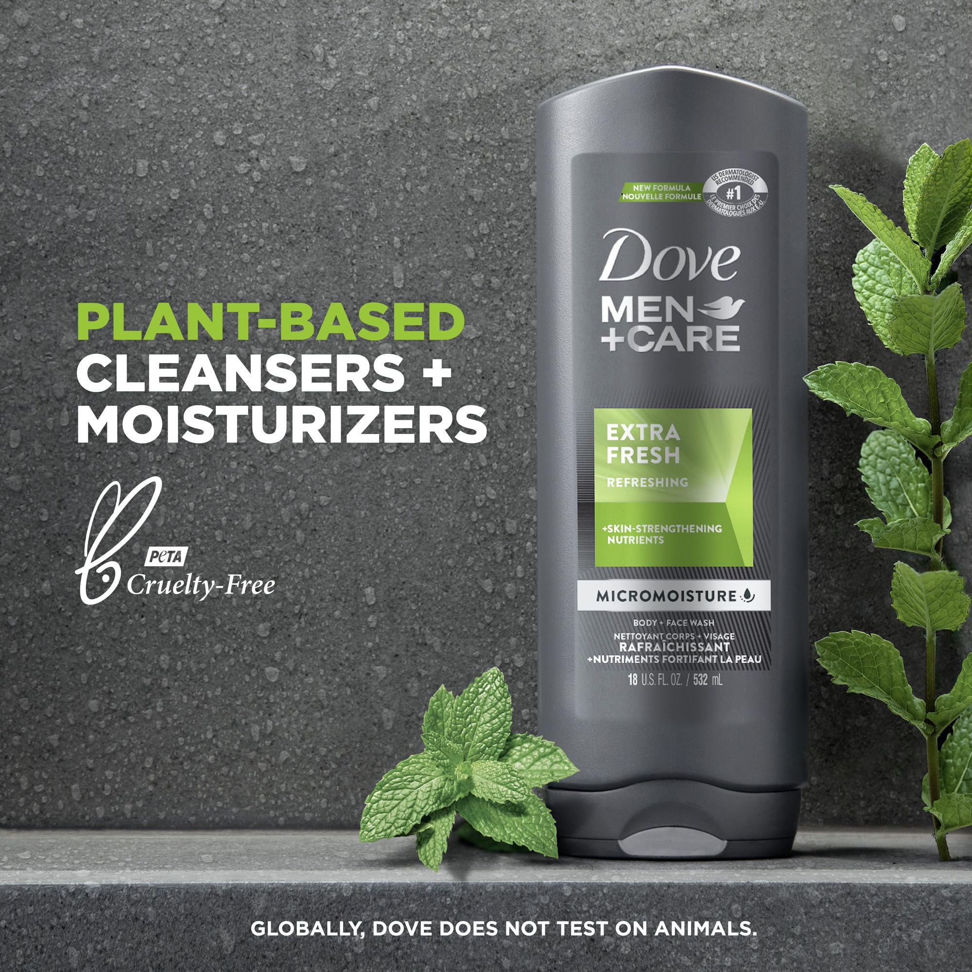 Dove Men+Care Body Wash Extra Fresh 4 Count for Men's Skin Care Body Wash Effectively Washes Away Bacteria While Nourishing Your Skin 18 oz